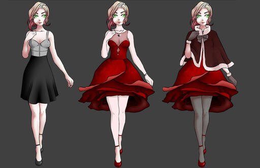 Outfit sketches from a Visual Novel project