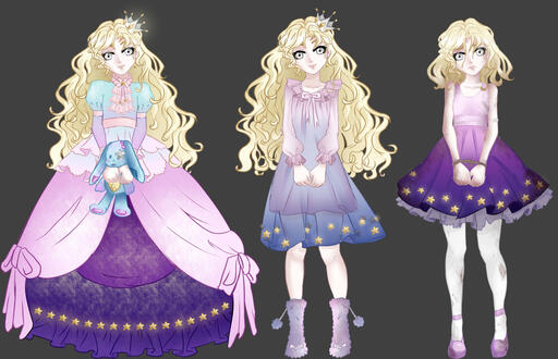 Outfit sketches from a Visual Novel project